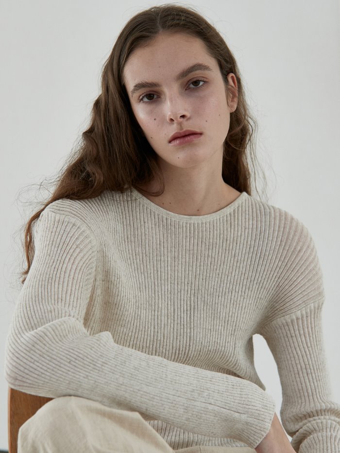 ouie309 linen seethrough knit (ivory)