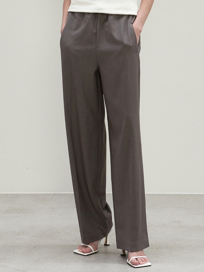 OU950 wool banding wide pants (khaki brown)
