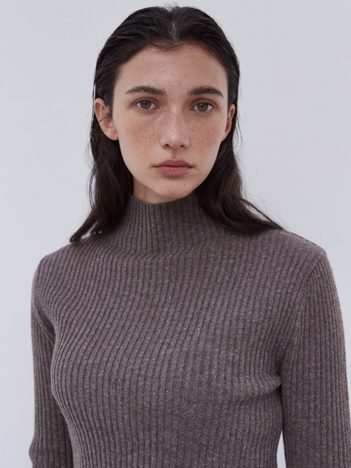 OU991 cashmere half neck knit (brown)