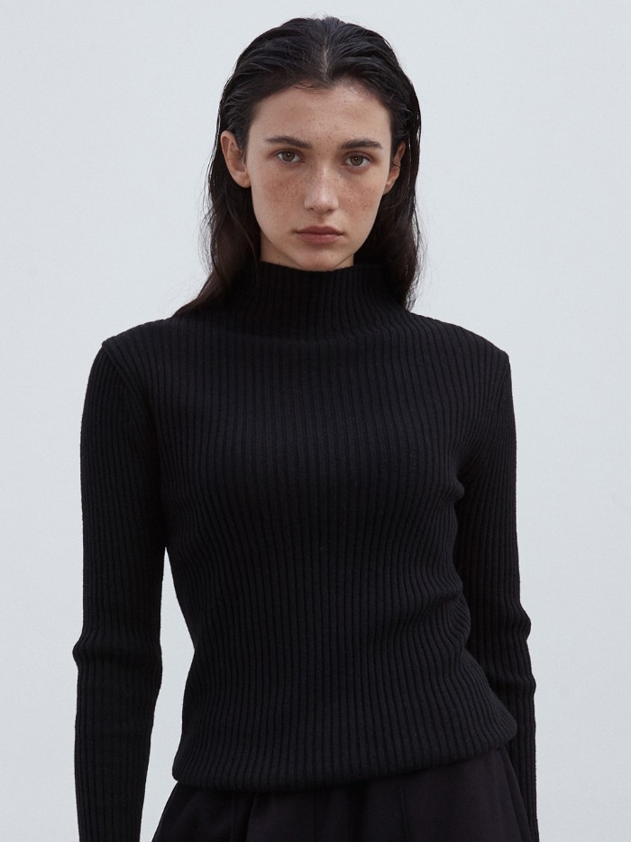 OU992 cashmere half neck knit (black)