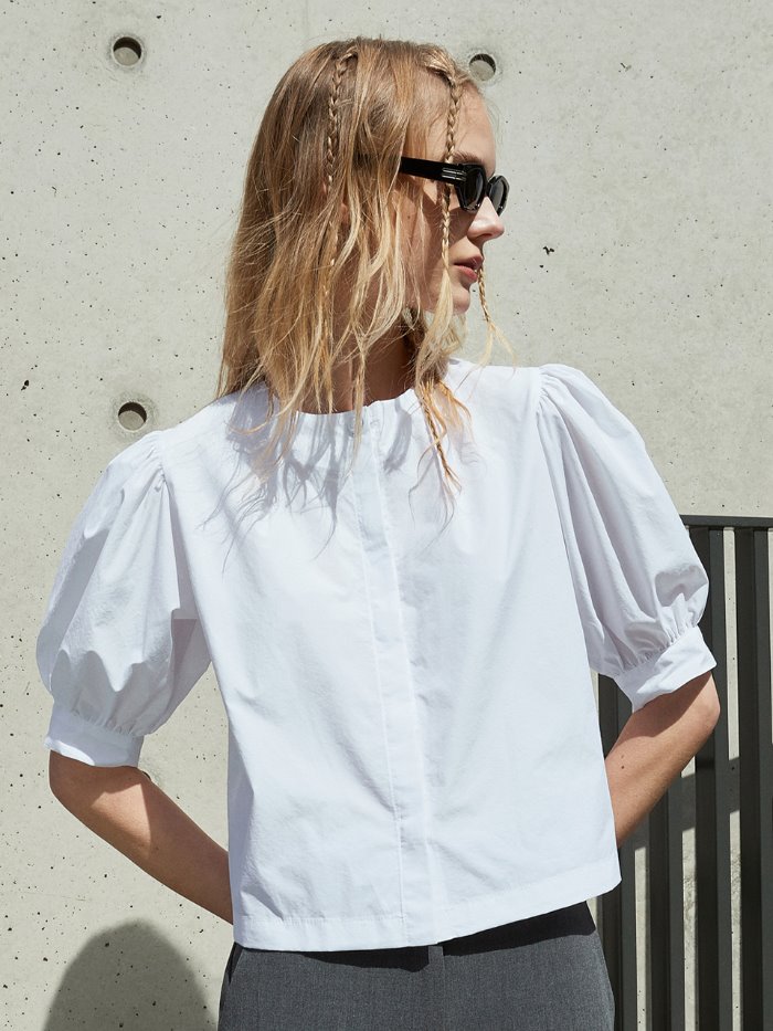 OU641 halfsleeve puff blouse (white)